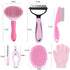 7 PCS Dog Grooming Kits,Pet Shedding Brush,Pet Self-Cleaning Brush with Pet Nail Clipper, Flea Comb and Shampoo Bath Brush