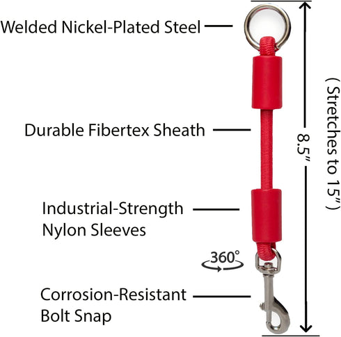BUNGEE DOG LEASH EXTENSION - Patented Shock Absorber Attachment for Any Leash & Collar or Harness - Must-Have for