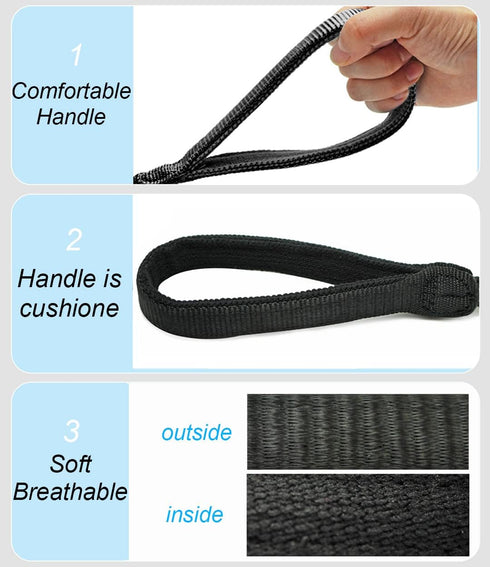 Reflective Dog Leash, Strong Nylon Rope Braided Heavy Duty for Large and Medium Dogs (Black, 6ft)