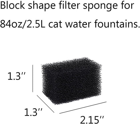 AUTSEEYS 9Pack 84oz/2.5L Cat Fountain Sponge Replacement Foam Sponges for Stainless Steel Fountains Cat Water