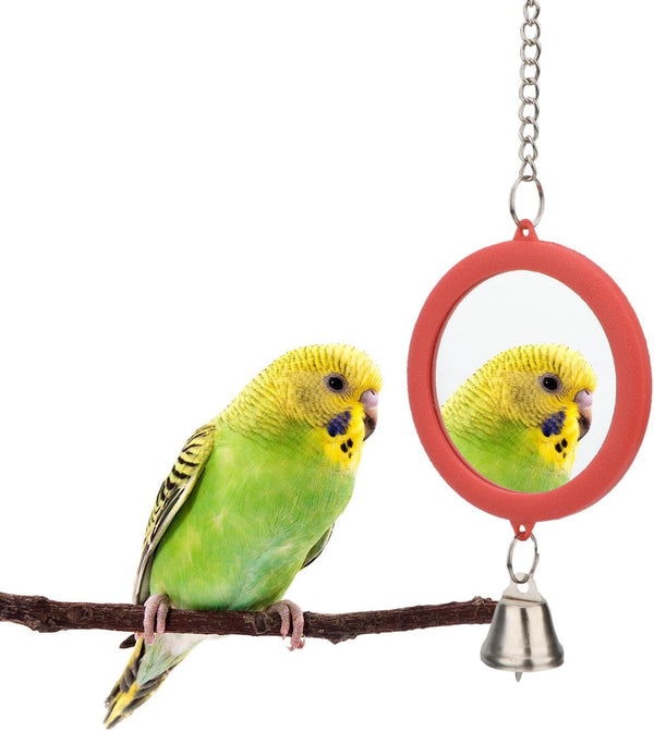 Hypeety Pet Bird Mirror with Bell Interactive Parrot Toy for Cockatiel Parakeets Canaries