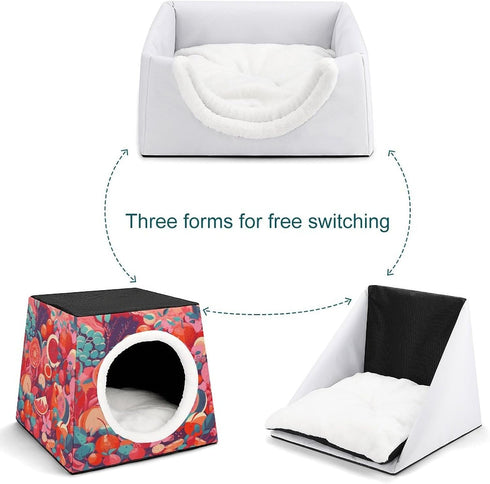 ZGHQHCDRH Stylish and Durable Small Pet Beds, Colorful Food Patterns Printing and Pet Tents are Perfect for Pet Play