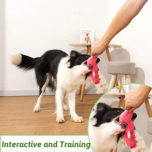 KOL Plush Dog Toy - Squeaky Interactive Chew Toy for Small and Medium Dogs, Mouse Shape