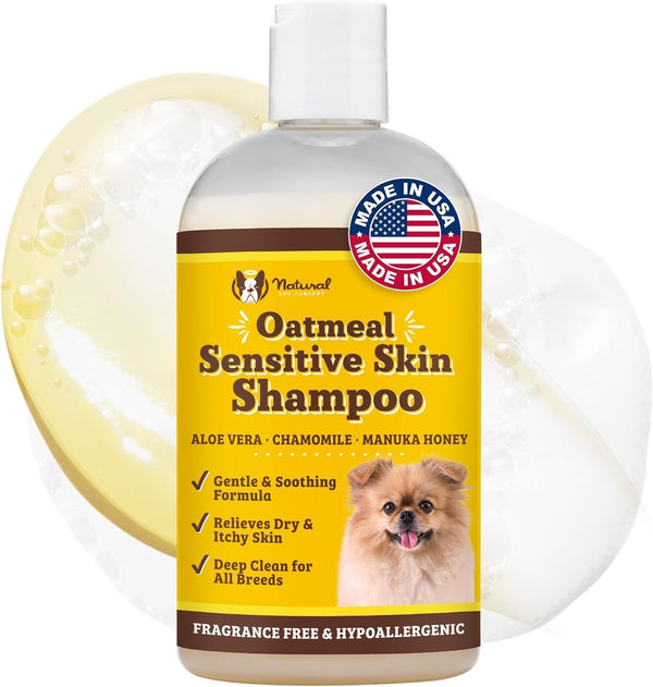 Natural Dog Company Oatmeal Shampoo for Dogs with Sensitive Skin, Ideal Anti