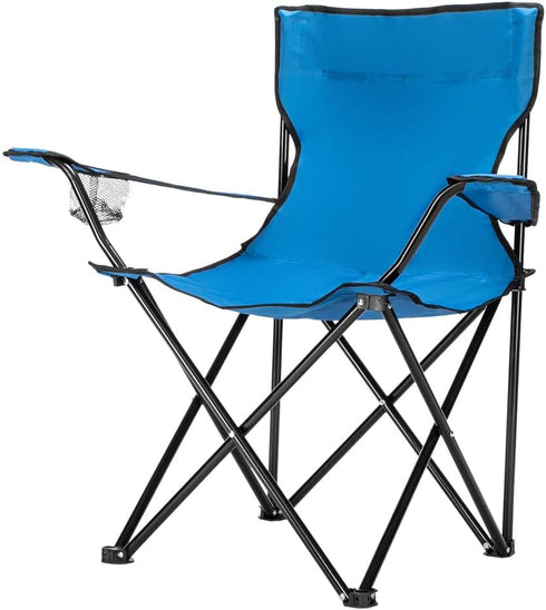SWLJKU 600D 230lbs Small Camping Chair for Adults - Compact Lightweight Folding Chair, Blue Oxford Cloth, Iron Pipe