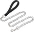 Chain Leash Metal Dog Leash, Chrome Plated with Soft Padded Handle for Small Dogs (S, Black Handle)