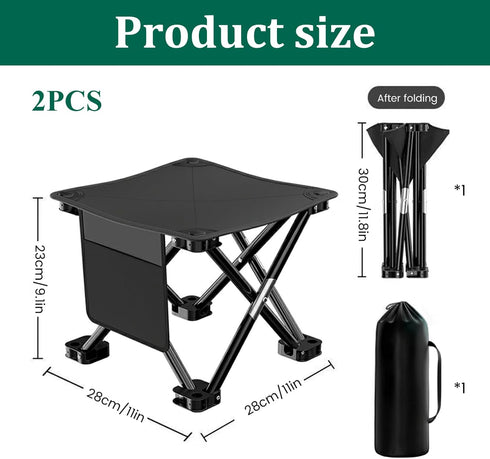 Monetais Portable Folding Chair with Side Pocket and Carry Bag, Strong Steel Frame Oxford Fabric Stool for Outdoor