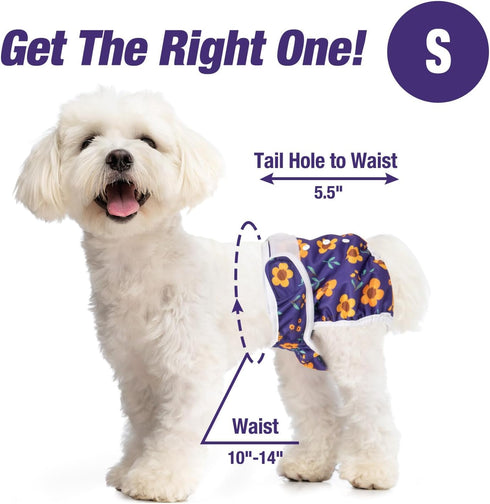 (3 Pack) Pet Soft Washable Female Diapers Female Dog Diapers, Comfort Reusable Doggy Diapers for Girl Dog in Period