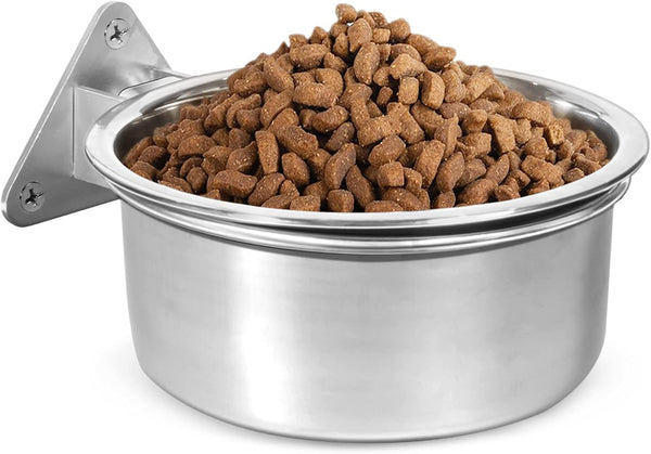 Raised Small Dog Bowls, Wall Mount Pet Bowl, Collapsible Elevated Bowl for Dog Cat Chicken Coop - 4 Cups
