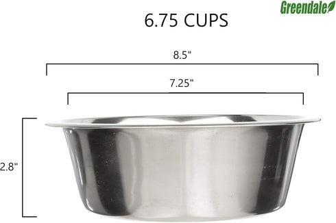 Greendale - 2 Pack - Large (6.75 Cups) - Stainless Steel Metal Dog Bowls - Perfect for Dog Food and Water…