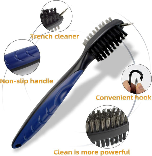 Golf Club Brush and Groove Cleaner - Retractable Zip-Line Cleaning Tool with Non-Slip Handle Grip