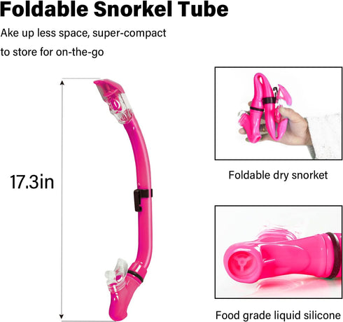 Kids Snorkeling Set, Children Mask Fin Snorkel Gear with Adjustable Flippers & Travel Bags
