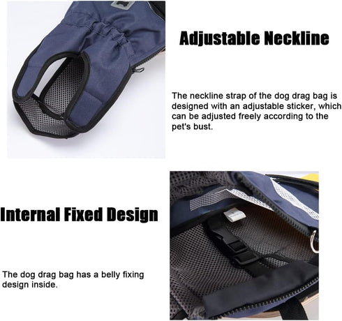Dog Drag Bag, Wheelchair Alternative for Paralyzed Dogs with Wooden Scooter for Indoor and Outdoor Use (Yellow, S)