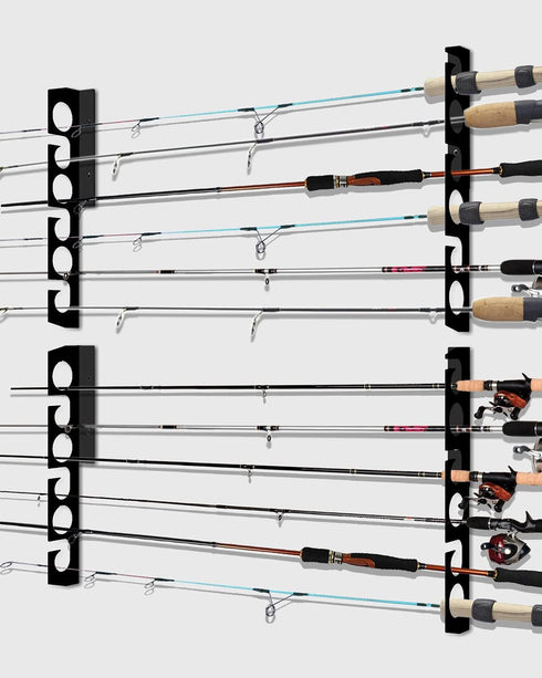 WIPHANY Wall or Ceiling Fishing Rod Racks, PVC Rubber Steel Holder Storage Hook Holds up to 12 Fishing Rods