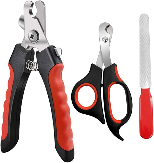 Pet Nail Clippers and Trimmers Set, Safety Guard to Avoid Over Cutting, Razor Sharp Blades Grooming Tool for All Dogs