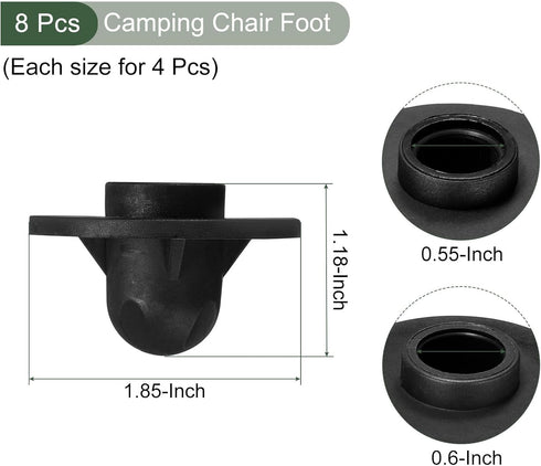 8 14,15mm) YOKIVE Pcs Camping Chair Foot, Detachable Non-Slip Stool Feet Replacement Accessories, Great for Hiking