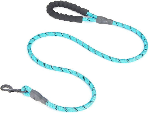 Fullgaden 5 FT Reflective Dog Leash - Heavy Duty with Comfortable Padded Handle, Blue