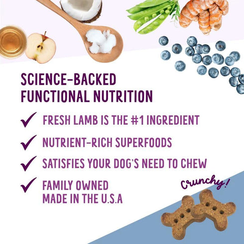 Health Extension 6oz Oven-Baked Dog Treats, Lamb & Blueberry Recipe – Gluten & Grain-Free, Crunchy Biscuits