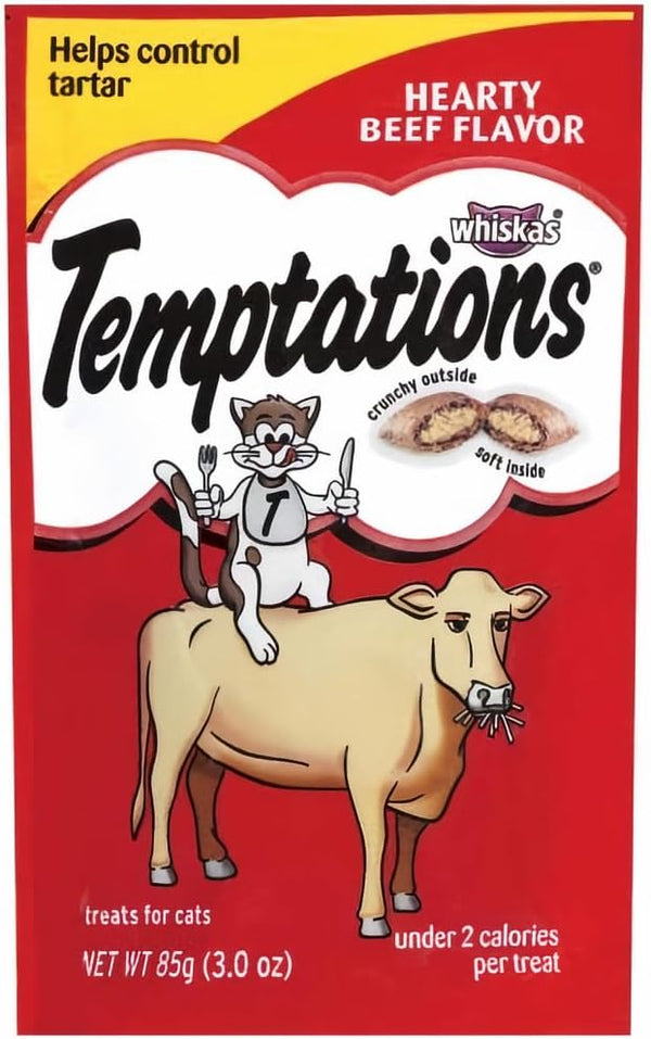 Whiskas Temptations Classic Treats for Cats Hearty Beef Flavor (Pack of 4)