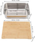 AMONIDA 201 Stainless Steel Vegetable Washing Basin, Food Grade Dish Wash Tub, Wooden Cover Lid Basin, Ideal