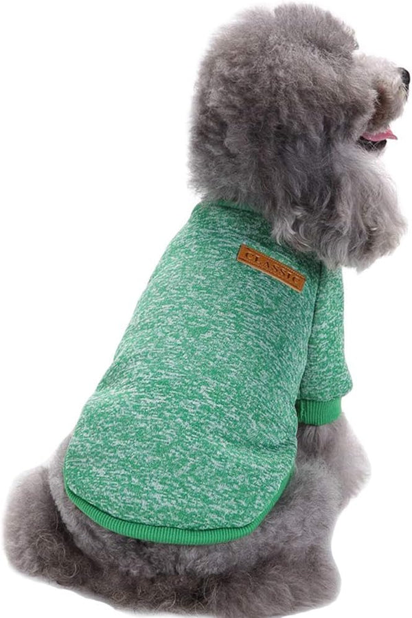 Pet Dog Classic Knitwear Sweater - Warm Winter Puppy Pet Coat, Soft Sweater Clothing for Small Dogs (XXS, Green)