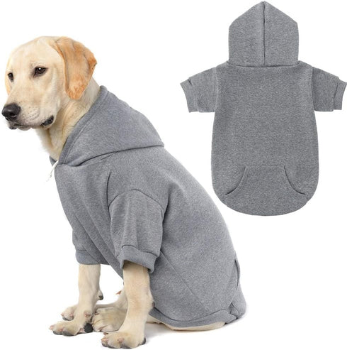 KOOLTAIL Basic Dog Hoodie, Soft and Warm Dog Sweater with Leash Hole and Pocket, Cold Weather Clothes for Small Medium