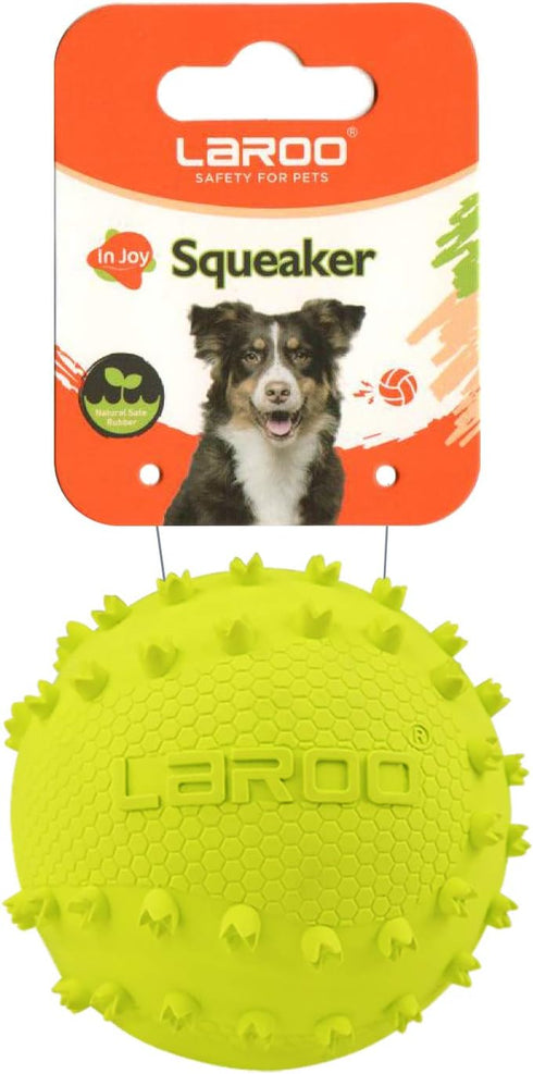 LaRoo Squeaky Dog Ball Toy, Durable Natural Rubber Chew Toy for Small Medium Large Dogs, Floating Training (6.5CM Green)