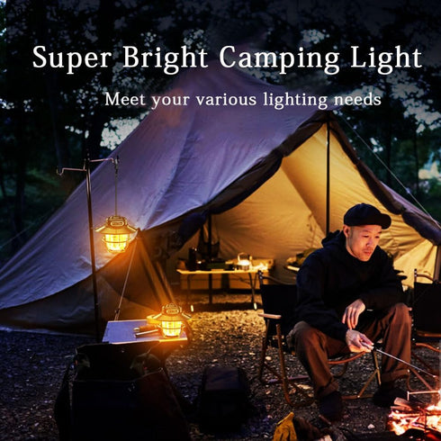Rechargeable Camping Lantern, Portable Retro Light with 4 Waterproof Modes (1300-6500K) for Camping, Hiking, Emergency,