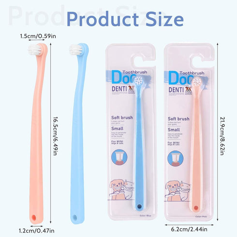 salbsever 2 Pack Dog and Cat Toothbrush Kit - Mini Head Soft Brush for Deep Clean - Suitable for Puppy, Kitten, Small