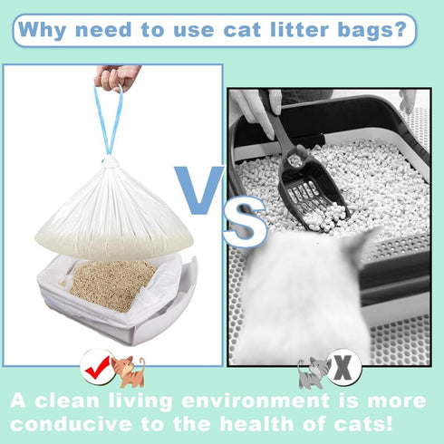 Rastalola 120 Pack 3 4, 25x15.7 inch 10-12 Cat Litter Bags with Drawstring, Compatible with Litter Box Robot & Self