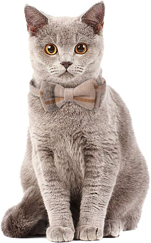 Faleela 2 Pack Breakaway Cat Collar with Bells, Adjustable Cat Collars with Bandana, Accessories for Small Dogs