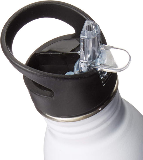 Stainless Water Bottle with Panda Design, 600ml Sport Top (White)