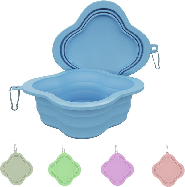 Dog Travel Bowls, Portable Collapsible Slow Feeder for Pets, Foldable Cat Water Dish Bowl (Blue)