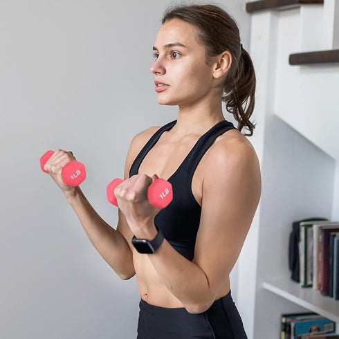 MADOG Dumbbell Set, Anti-Slip Neoprene Coated Hexagon Hand Weights for Strength Training Home Gym