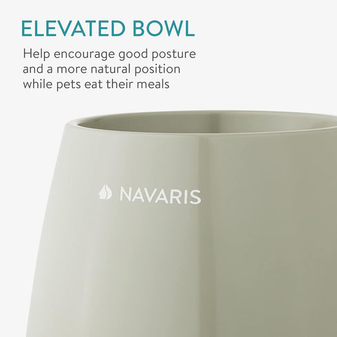 Navaris Elevated Slow Feeder Dog Bowl - Melamine Pet Food Bowl for Dogs and Cats, 7.4" x 7.36" x 4.7"