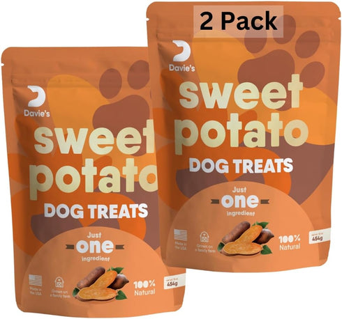 Davie's Sweet Potato Dog Treats, Made in The USA, High in Fiber, Grain Free, Vegan, 2 Pound Bag