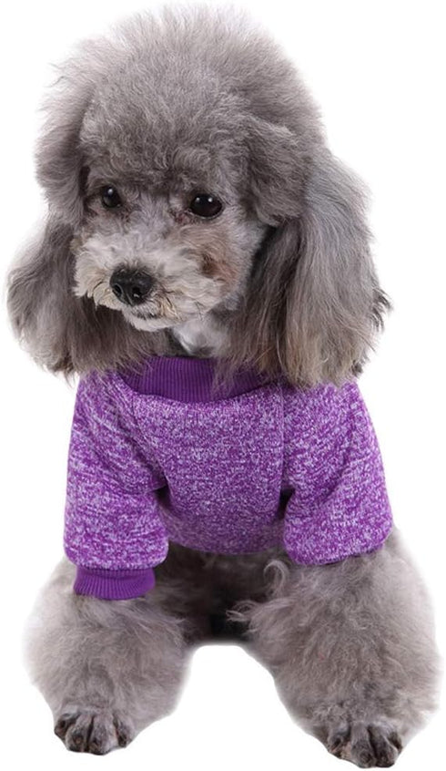 Pet Dog Classic Knitwear Sweater, Warm Winter Coat for Small Dogs (M, Purple)