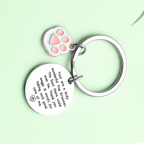 Dog Groomer Thank You Keychain - Dog Groomer Birthday Keychain for Women