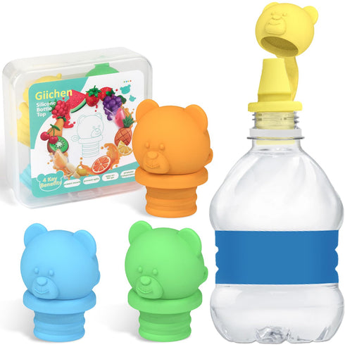 Giichen No Spill Water Bottle Caps - BPA Free Silicone Top Protects Child's