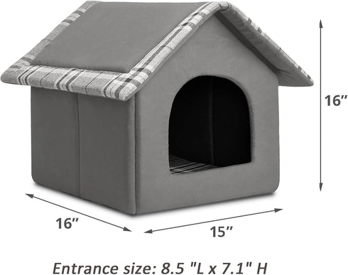 Hollypet Cozy Pet Bed House, Warm Cave Sleeping Bed for Puppy Nest, Cats and Small Dogs, Gray