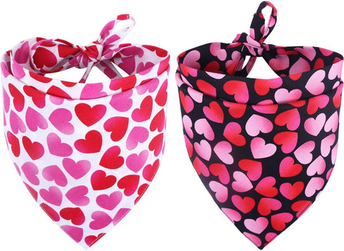 2 Pack Valentine Dog Bandana, Reversible Triangle Bibs Scarf Accessories for Small Pets, Cats