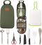 Portable BBQ Camping Cookware Set, Stainless Steel Utensils Travel Kit with Cutting Board, Tongs, Knife, and Spatula