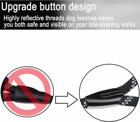 6 FT Heavy Duty Dog Leash with Comfortable Padded Handle, Reflective Threads for Small Medium Large Dogs (Black)