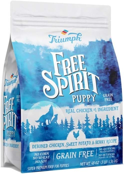 Triumph Free Spirit Grain-Free Puppy Food, 3 Pounds, Deboned Chicken, Sweet Potato, & Berry Recipe