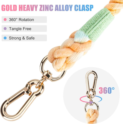 5 FT Handmade Braided Rope Dog Leash for Small, Medium, and Large Dogs, Colorful Macaron