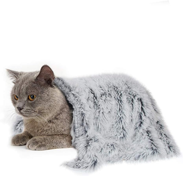 PJYuCien Fluffy Fleece Calming Pet Throw Blanket, Super Soft and Warm for Indoor Cats and Dogs, Small 16 * 24", Grey