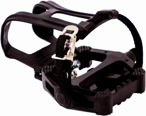 YBEKI SPD Pedals, Hybrid Pedal with Toe Clip & Straps, Suitable for Spin Bike & Indoor Exercise Bikes