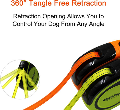16 ft Heavy Duty Retractable Dog Leash with Anti-Slip Handle; Tangle-Free Nylon Tape for Large Dog or Cat up to 110 lbs