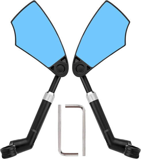 Retractable Bike Handlebar Rear View Mirrors 2 Pack - 360° Adjustable Anti-Glare Glass Lens for Bicycle