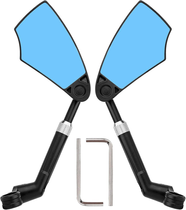 Retractable Bike Handlebar Rear View Mirrors 2 Pack - 360° Adjustable Anti-Glare Glass Lens for Bicycle